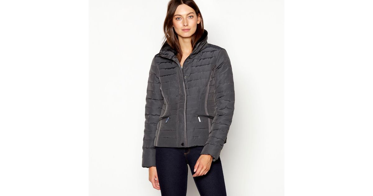 J By Jasper Conran Gray Khaki Faux Fur Collar Padded Down Jacket
