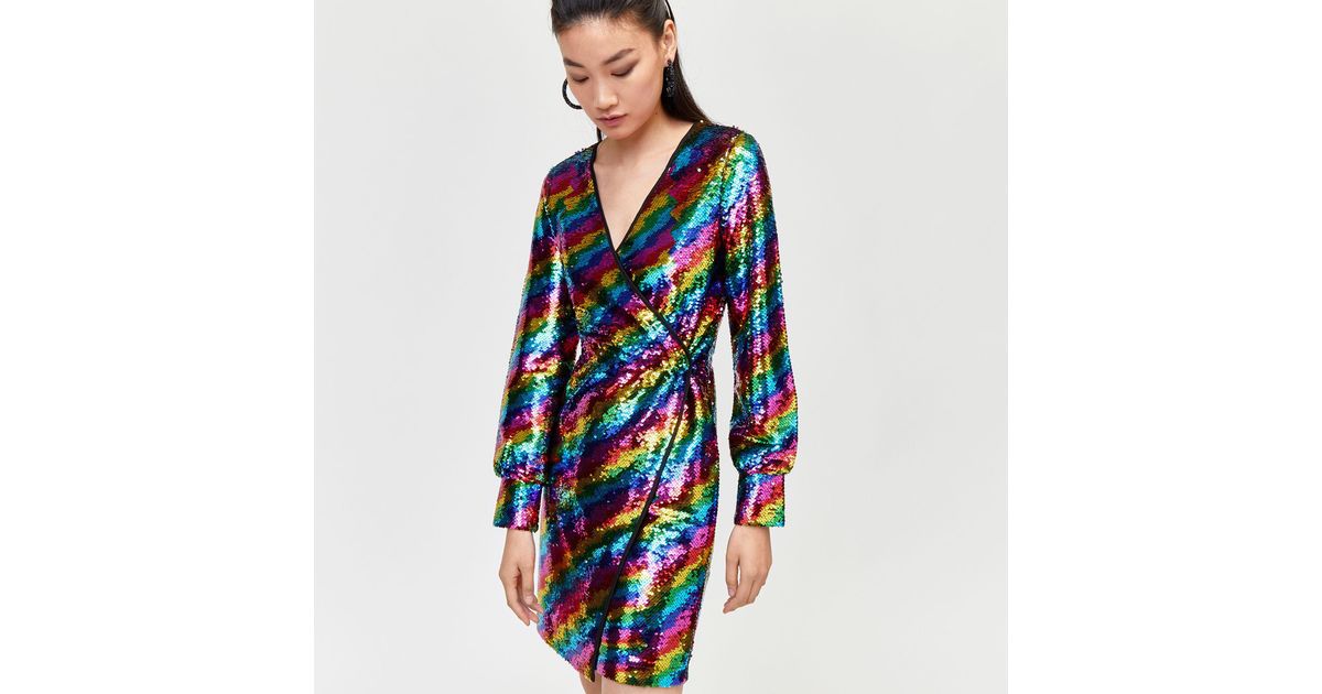warehouse sequin wrap dress