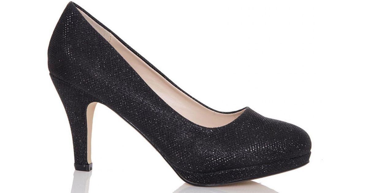 black glitter court heels