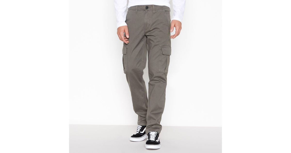 Red Herring Cotton Straight Fit Cargo Trousers in Khaki (Gray) for Men ...