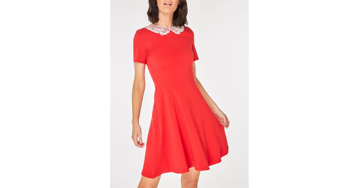 red lace collar dress