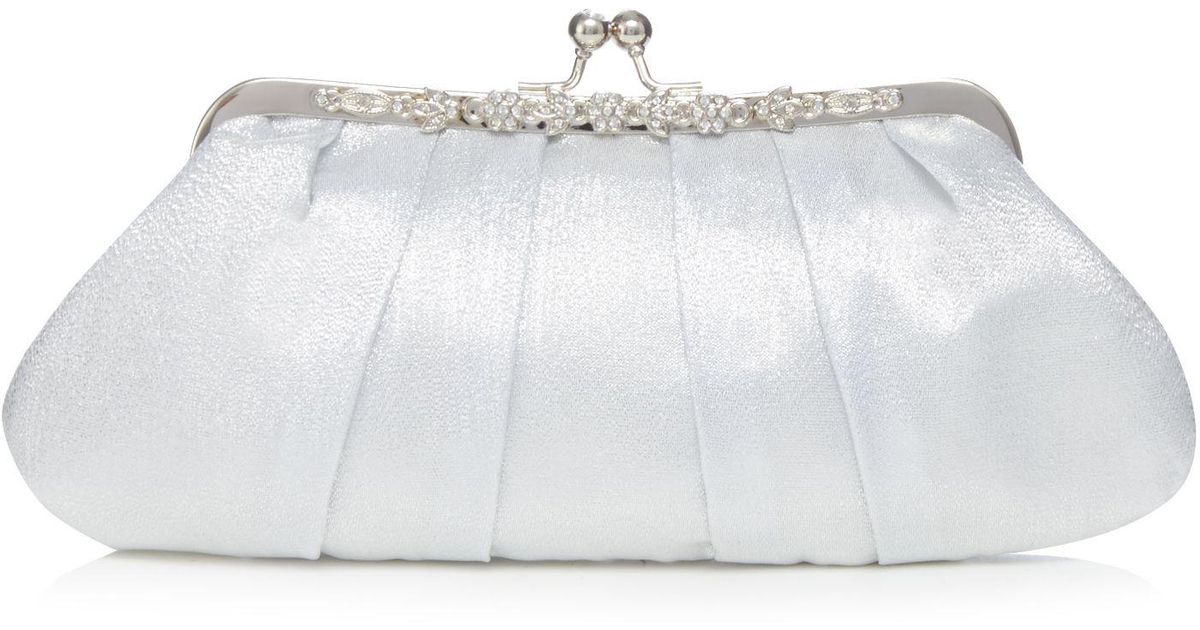 silver sparkly clutch bag