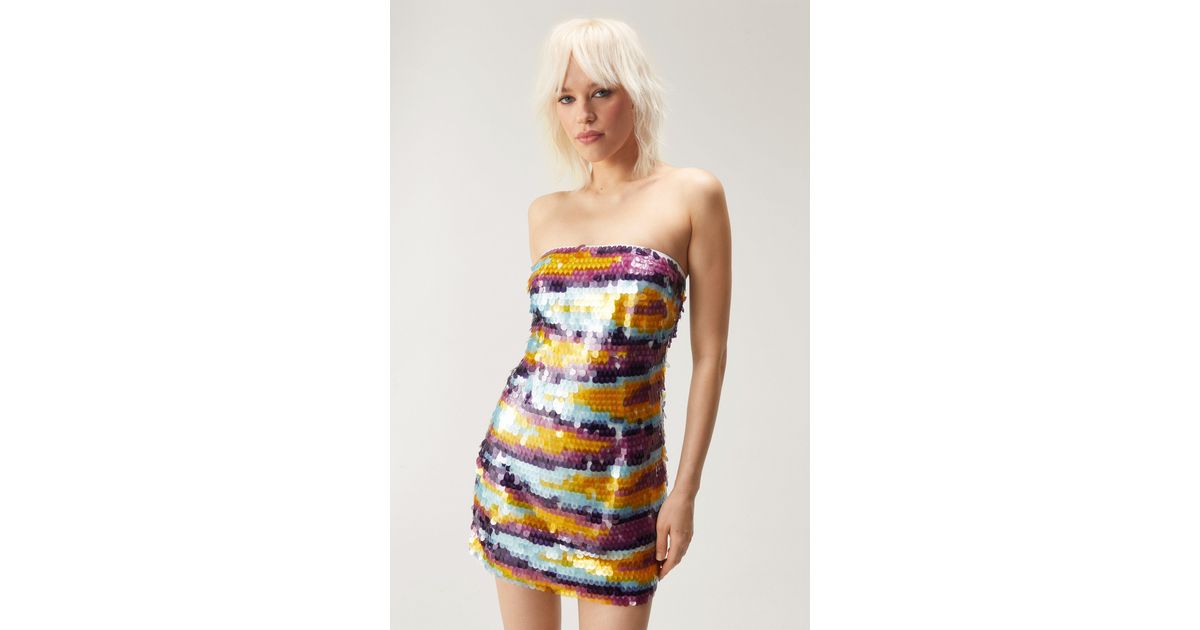 Premium Velvet Sequin Bandeau Mini Dress