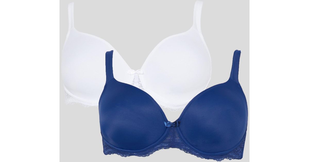 Gorgeous Dd+ 2pp Moulded Lace Wing Tshirt Bra in Blue