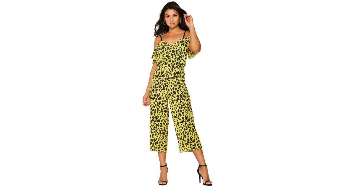 yellow animal print jumpsuit