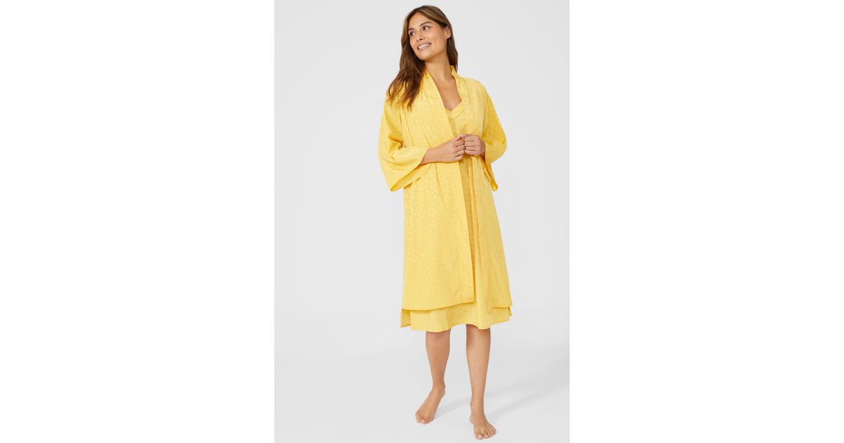 DEBENHAMS Star Jacquard Satin Chemise in Yellow Lyst UK