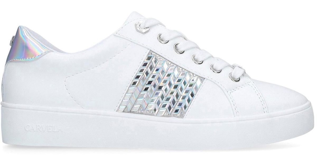 Carvela Kurt Geiger 'jazzier' Embellished Low Top Trainers in White ...