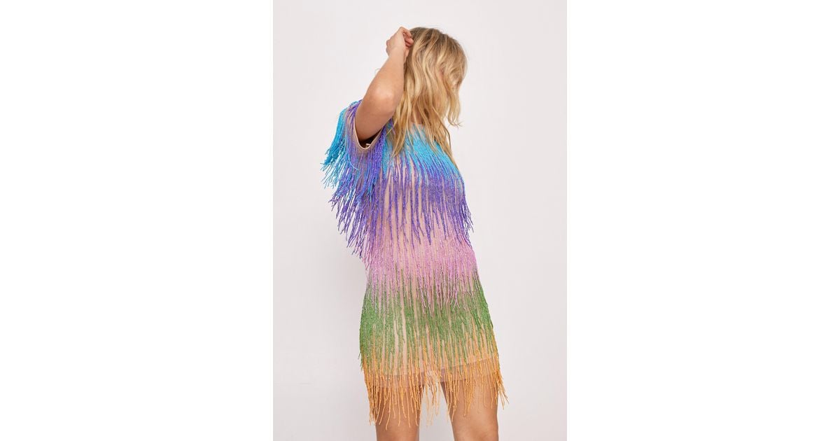 Multi coloured tassel dress top