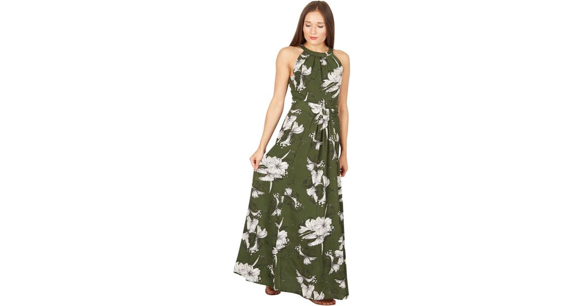dark green floral maxi dress
