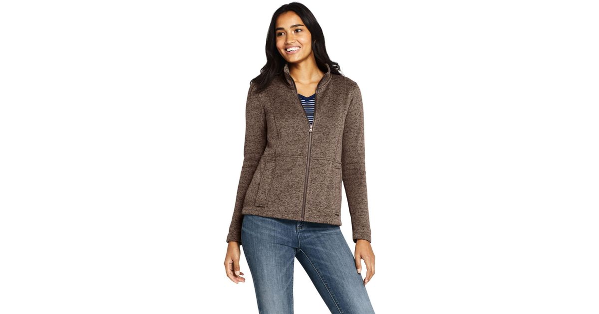 Lands' End Sweater Fleece Jacket in Brown Lyst