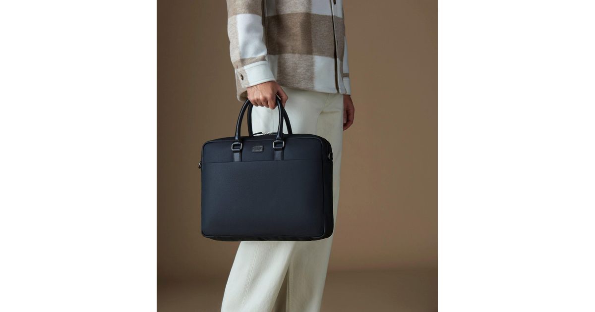 Osprey London The Grantham Waxed Canvas & Leather Laptop Bag in Blue