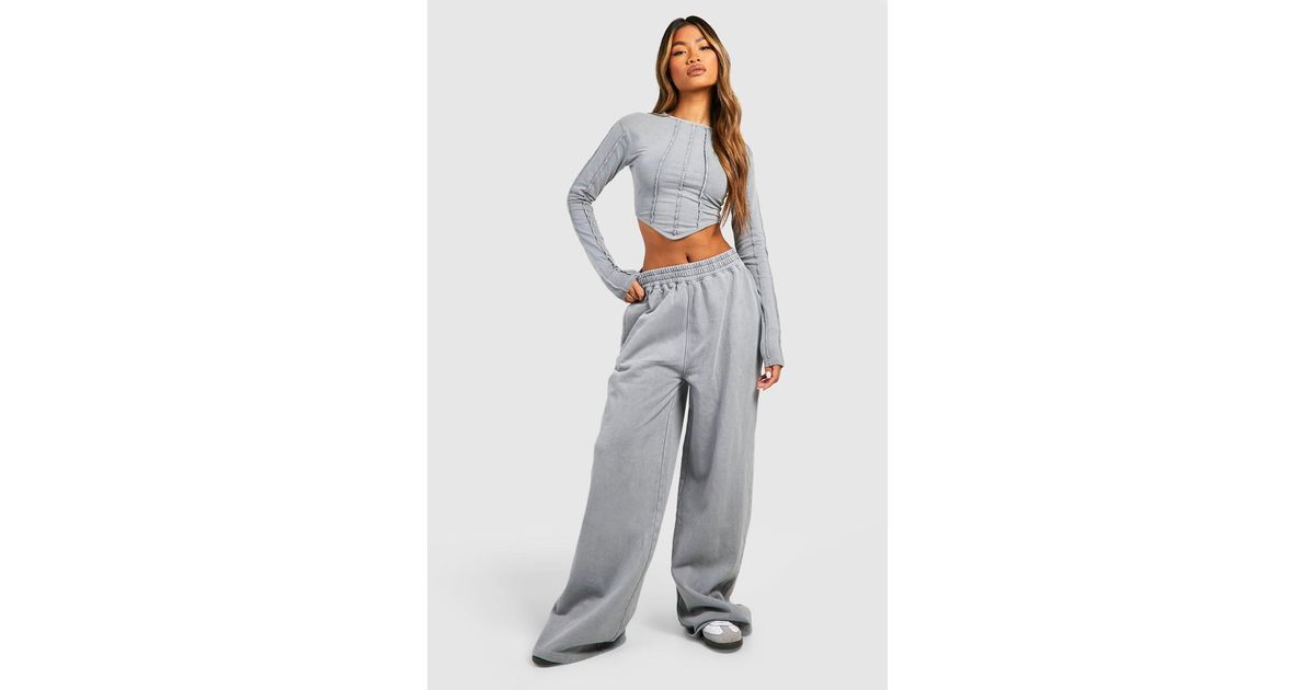 Women's Washed Corset And Straight Leg Jogger Set