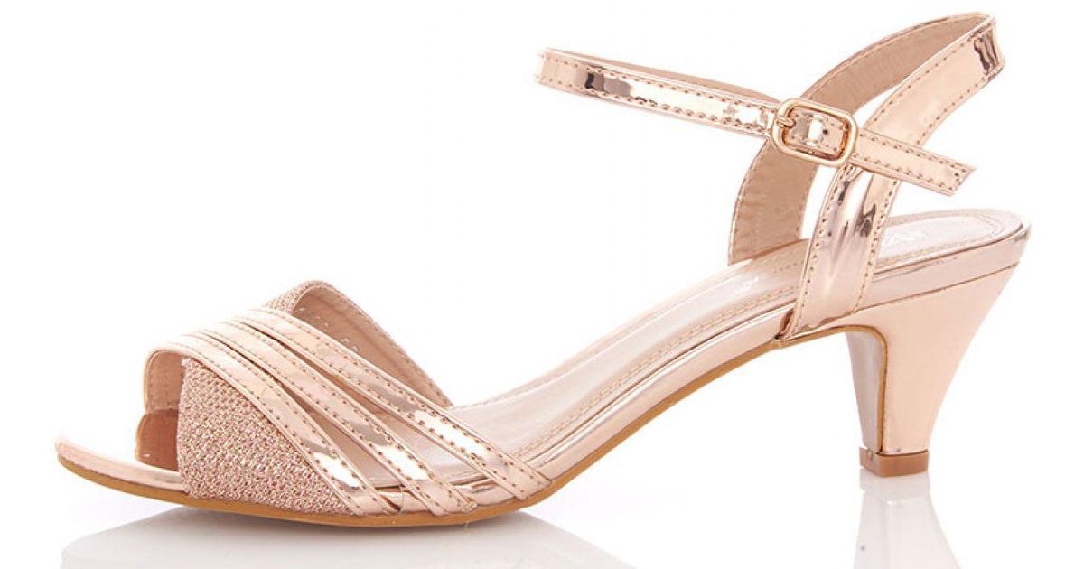 rose gold low heel sandals