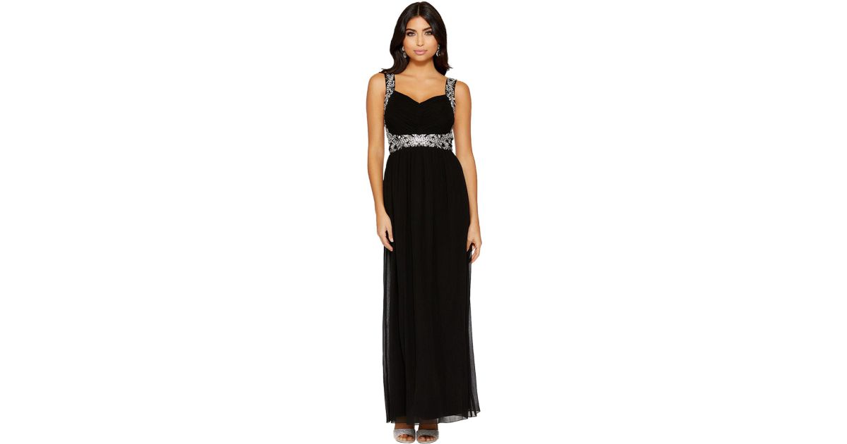 quiz black sweetheart neck maxi dress