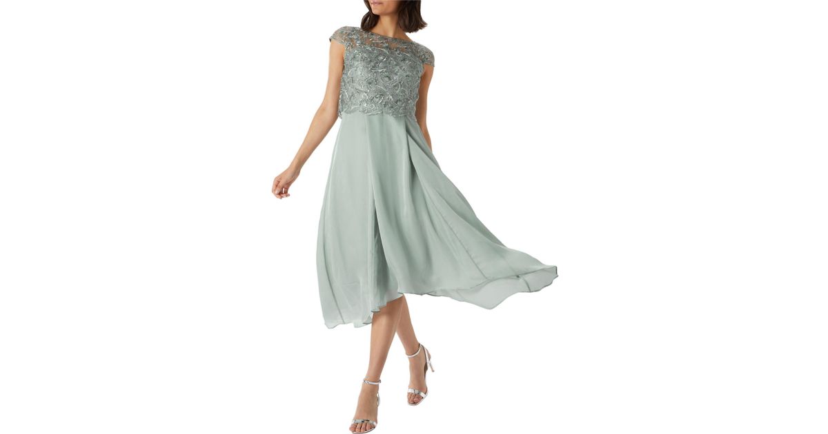 coast jade embroidered bodice dress navy