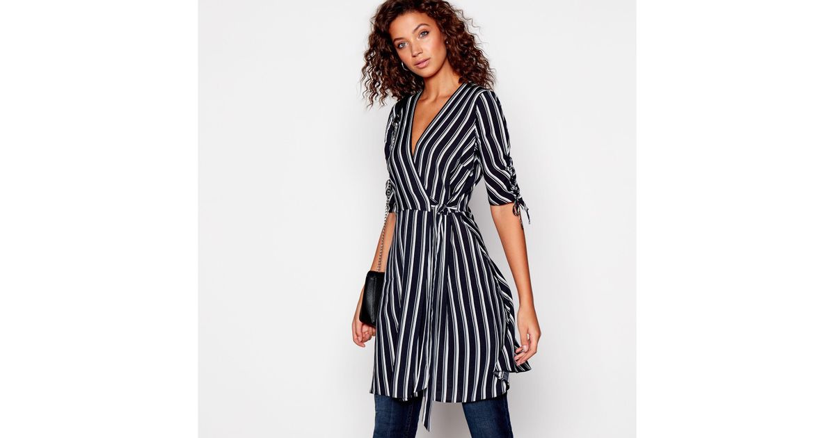 red herring striped wrap dress