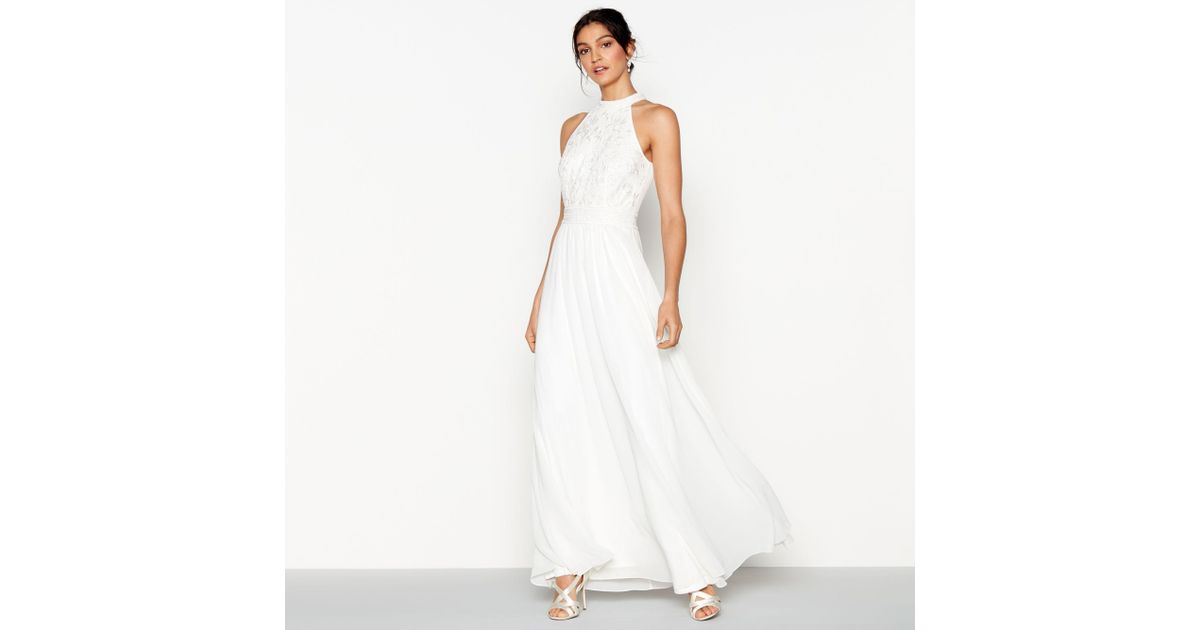 Debut Ivory Chiffon Embroidered Eden Sleeveless Wedding Dress In