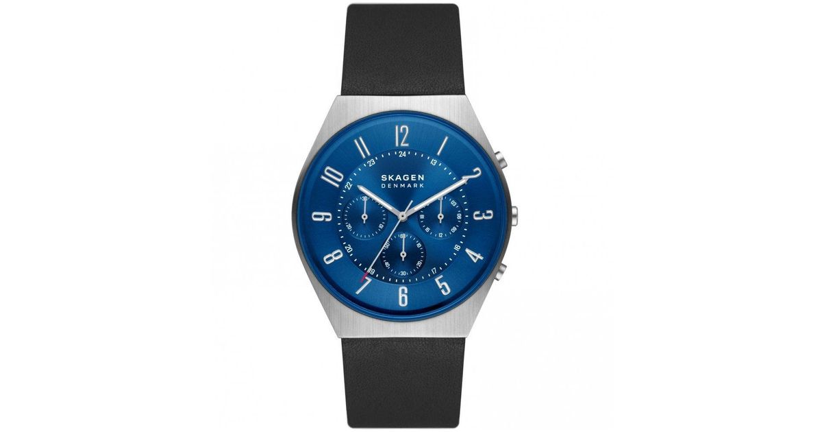 Skw6820 UK Blue for Skagen Grenen | Lyst Steel Chronograph Analogue - in Men Stainless Watch Classic