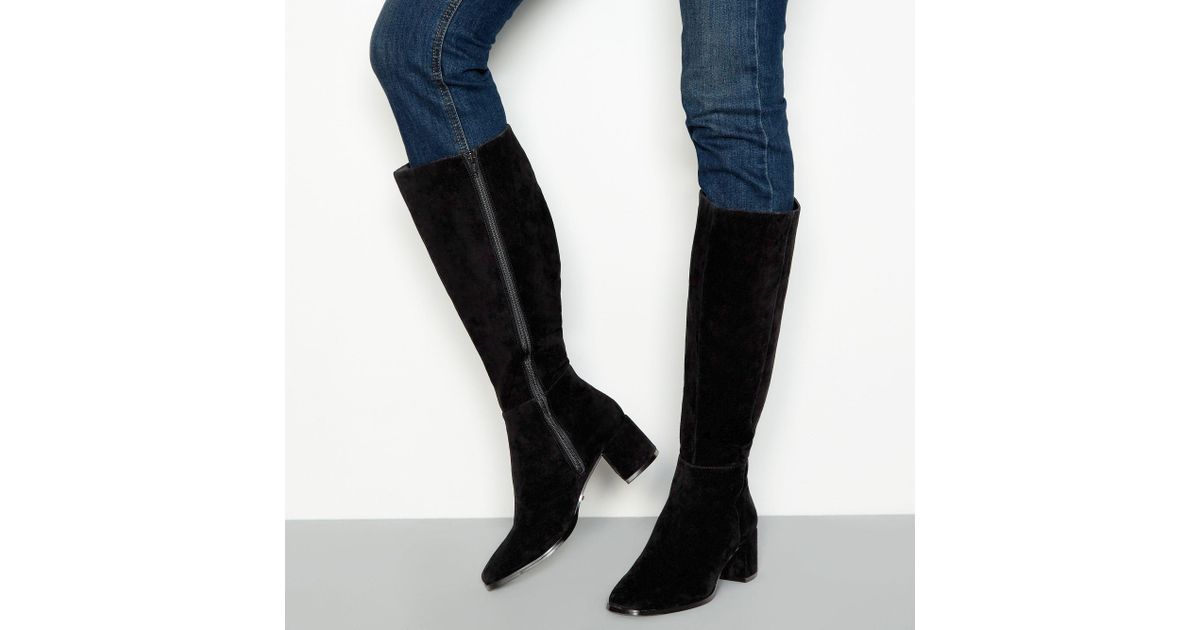 medium heel knee high boots