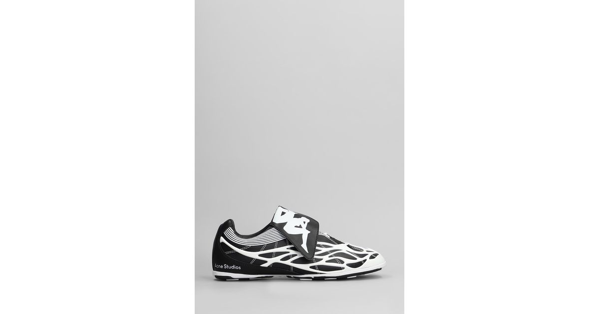 Acne Studios X Kappa Sneakers In Black Leather in White | Lyst