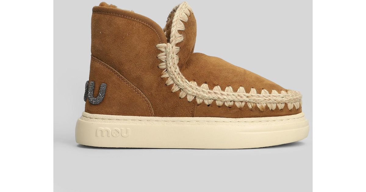 Mou Color Mou Eskimo Sneaker Low Heels Ankle Boots In Leather Color Suede in ...