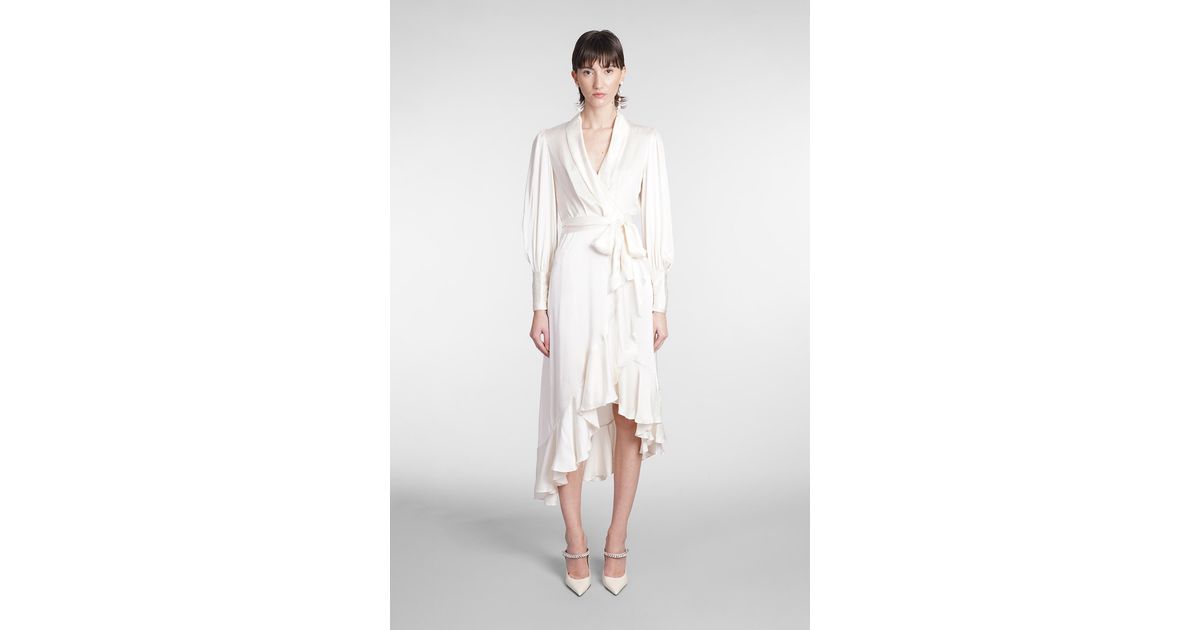 Zimmermann Dress In Beige Silk in White | Lyst