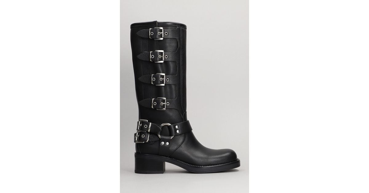GISÉL MOIRÉ Windsor Low Heels Boots In Black Leather | Lyst