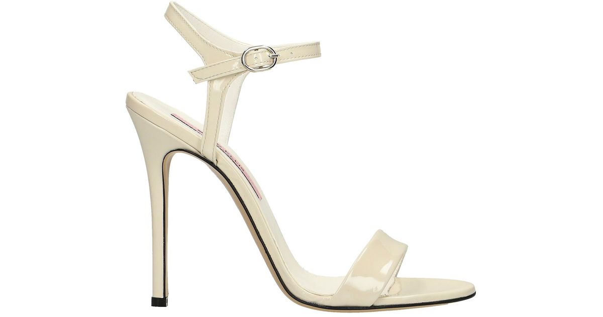 beige patent leather sandals