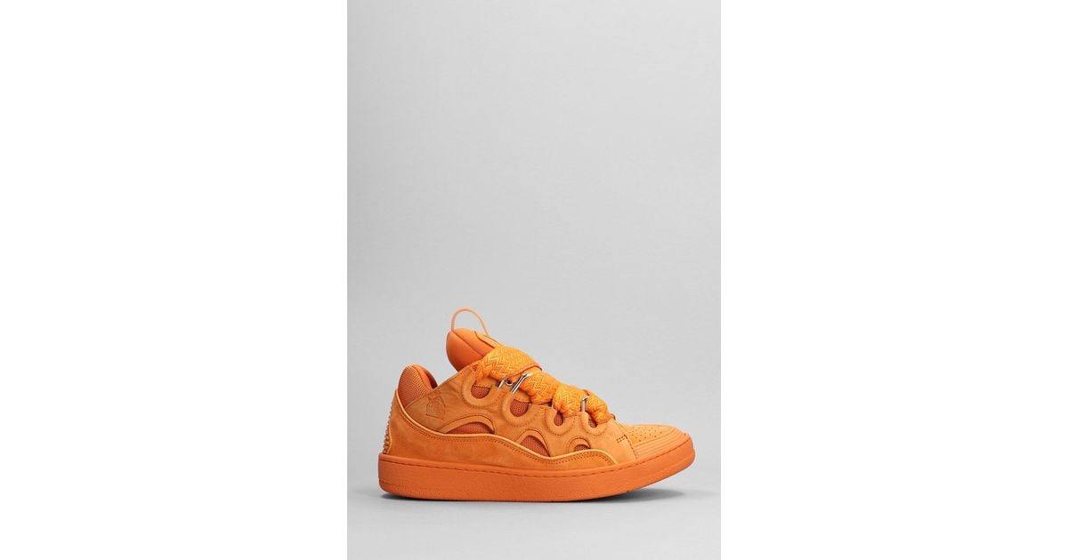 Lanvin Curb Sneakers In Orange Suede And Leather for Men | Lyst