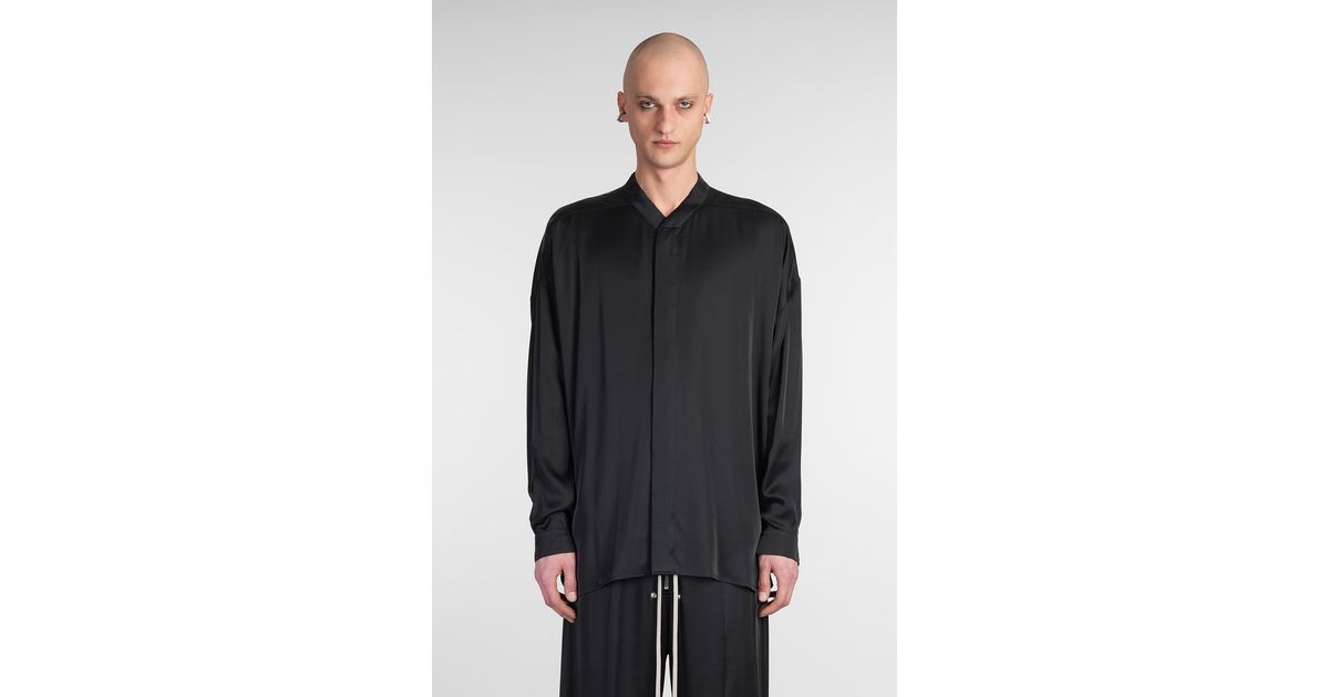 Rick Owens Snap Collar Faun Shirt In Black Acetate in Gray Rick Owens Snap Collar Faun Shirt In Black Acetate in Gray