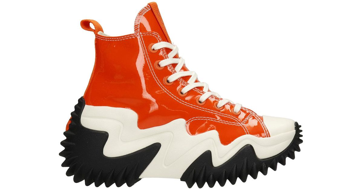 Converse Leather Run Star Motion Sneakers In Orange Pvc - Lyst