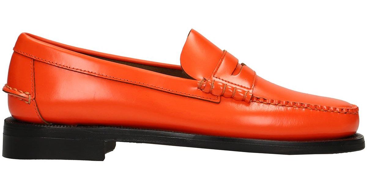 Sebago Dan Orange Loafers In Orange Leather for Men Lyst