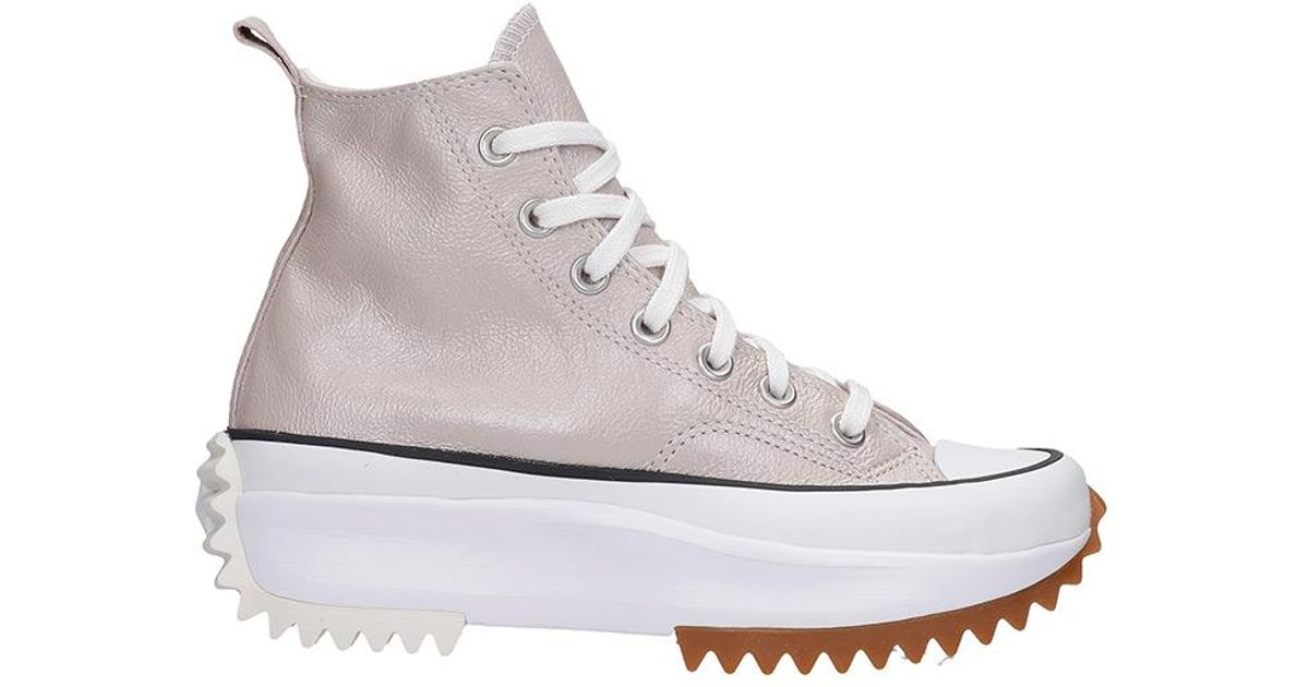 Converse Run Star Hike Sneakers In Beige Leather in Natural | Lyst