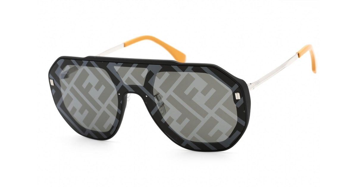 Fendi Fe40006u Sunglasses Matte Black / Silver-décor Mirror in Gray for ...