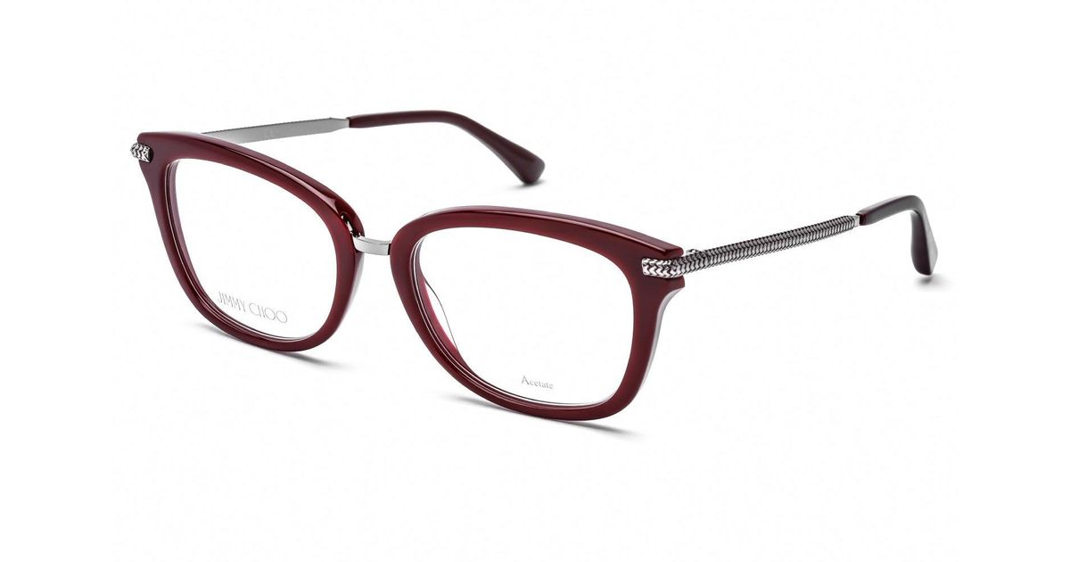 Jimmy Choo Jc 218 Eyeglasses Opal Burgundy / Clear Lens in Brown | Lyst