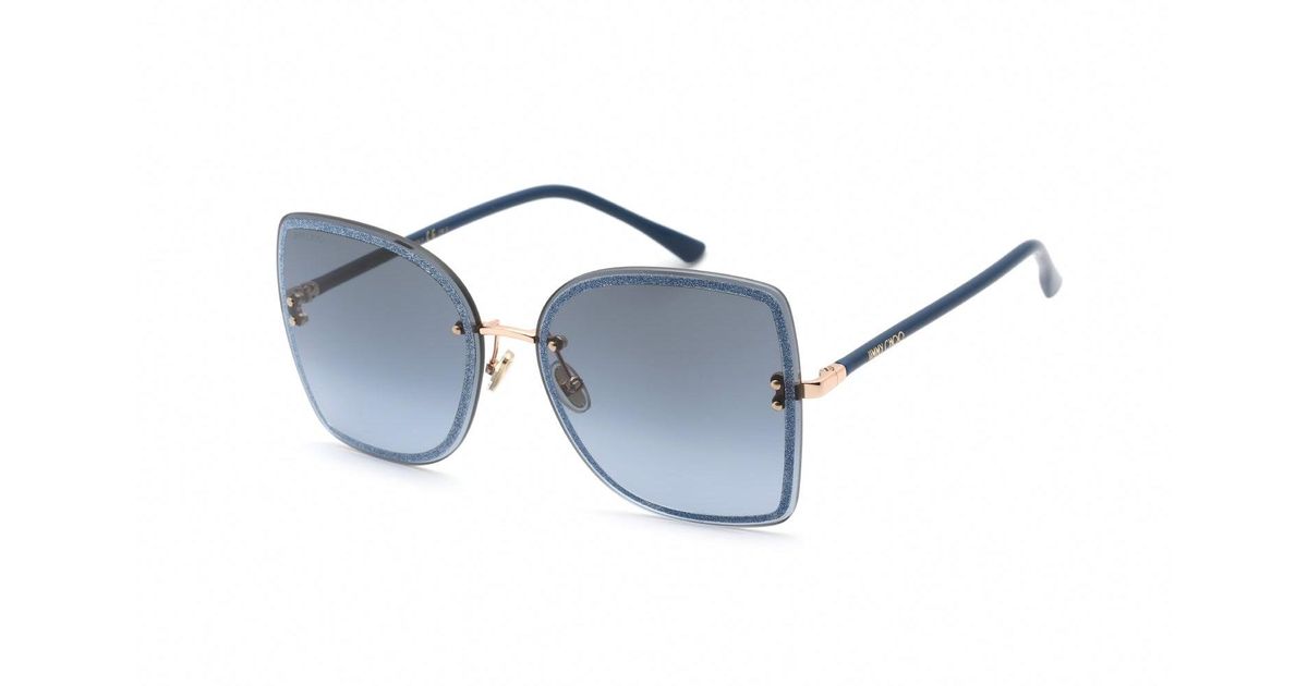 Jimmy Choo Leti/s Sunglasses Gold Blue / Grey Shaded Blu Lyst