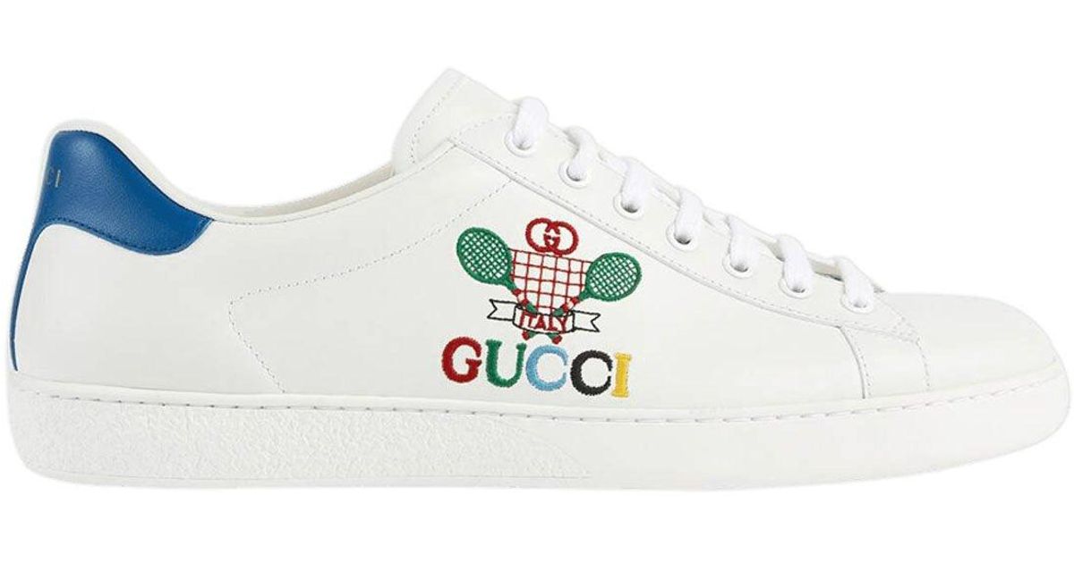 Gucci Ace Sneakers Tennis Shoes Tennis Sewed Calf-skin Leather Casual  (GGM1713) in White for Men | Lyst