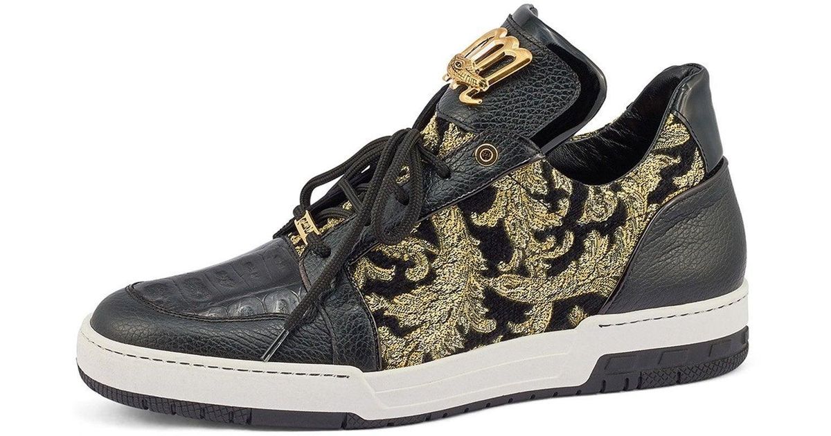 Mauri 8413 Hustler Shoes Black & Gold Exotic Crocodile / Didier Fabric ...