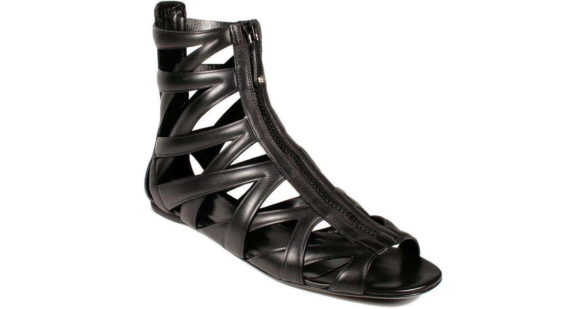 Gucci Sandals Gladiator Leather Zip-ups (GGW2602) in Black | Lyst