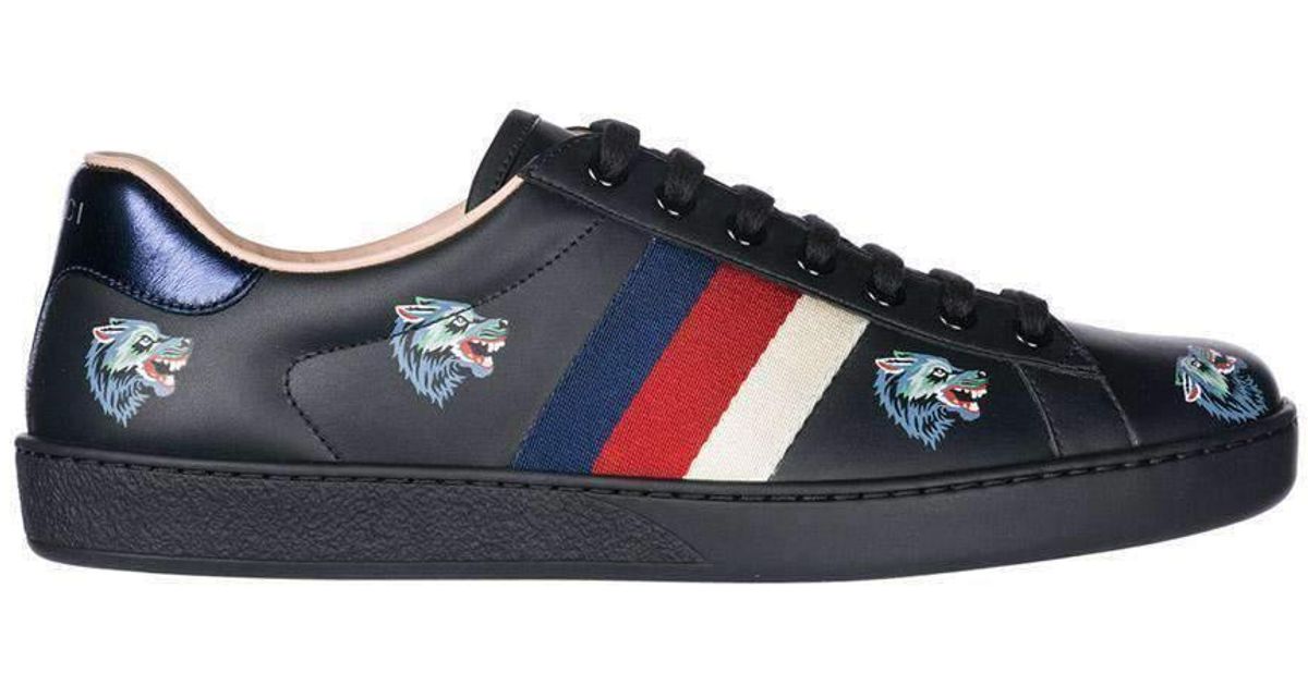 Ace leather trainers Gucci Black size 37 EU in Leather - 25883485