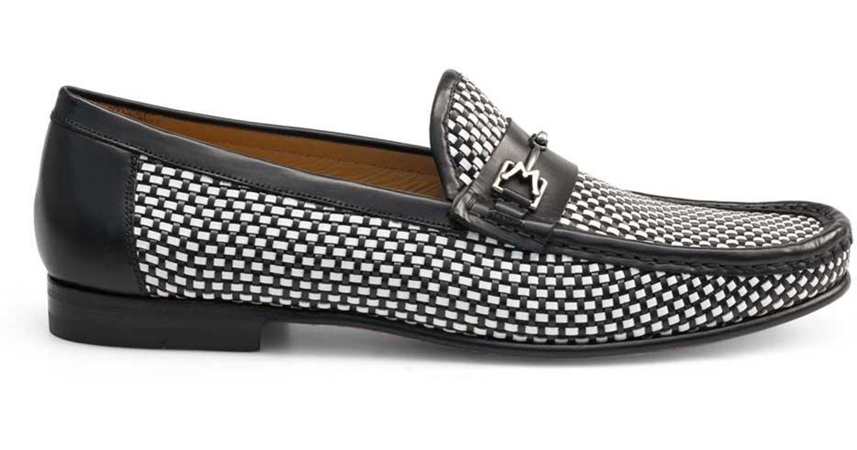 Mezlan 7309 Era Shoes Black & White Calf-skin Leather Slip-on Horsebit ...