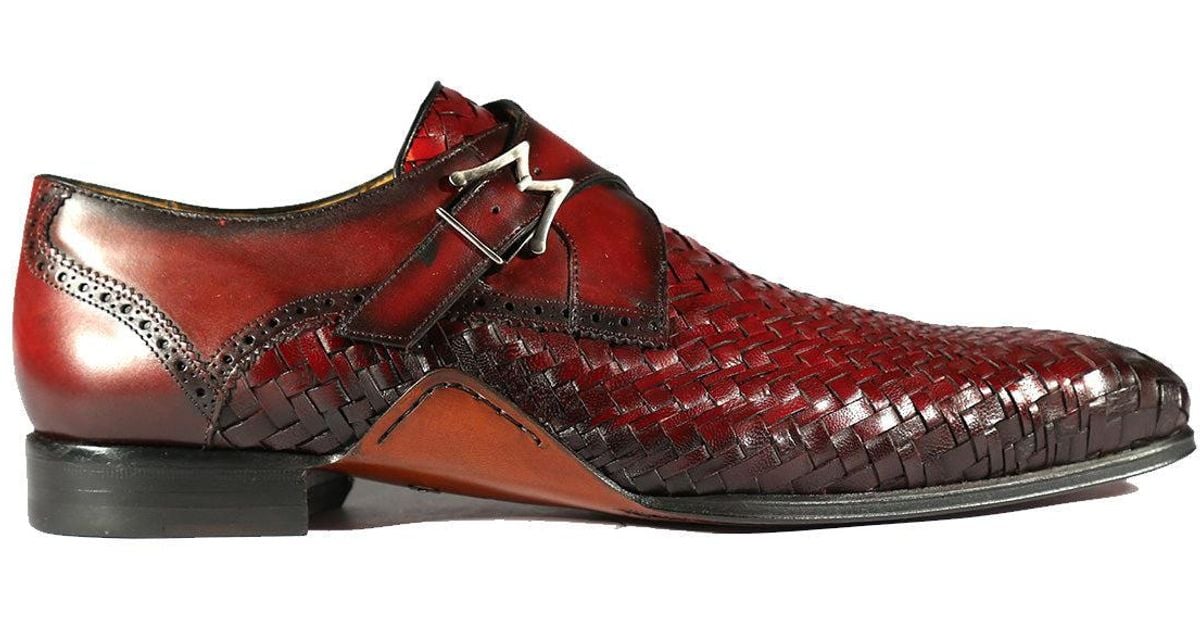 Mezlan S20271 Shoes Woven / Calfskin Leather Dress Opanka Monkstraps