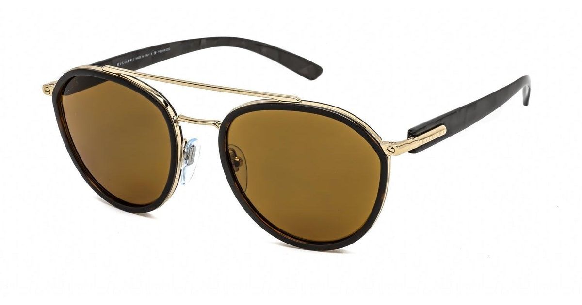 BVLGARI Bv5051 Sunglasses Pale Gold/havana / Brown Polarized Lyst
