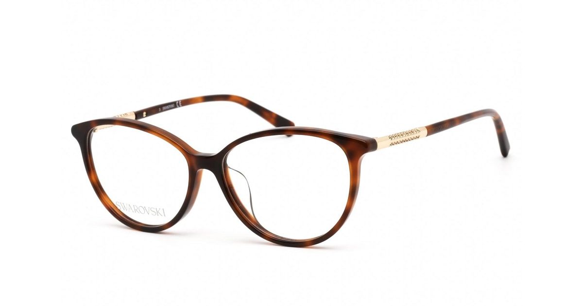 Swarovski Sk5385-f Eyeglasses Dark Havana / Clear Lens in Brown | Lyst