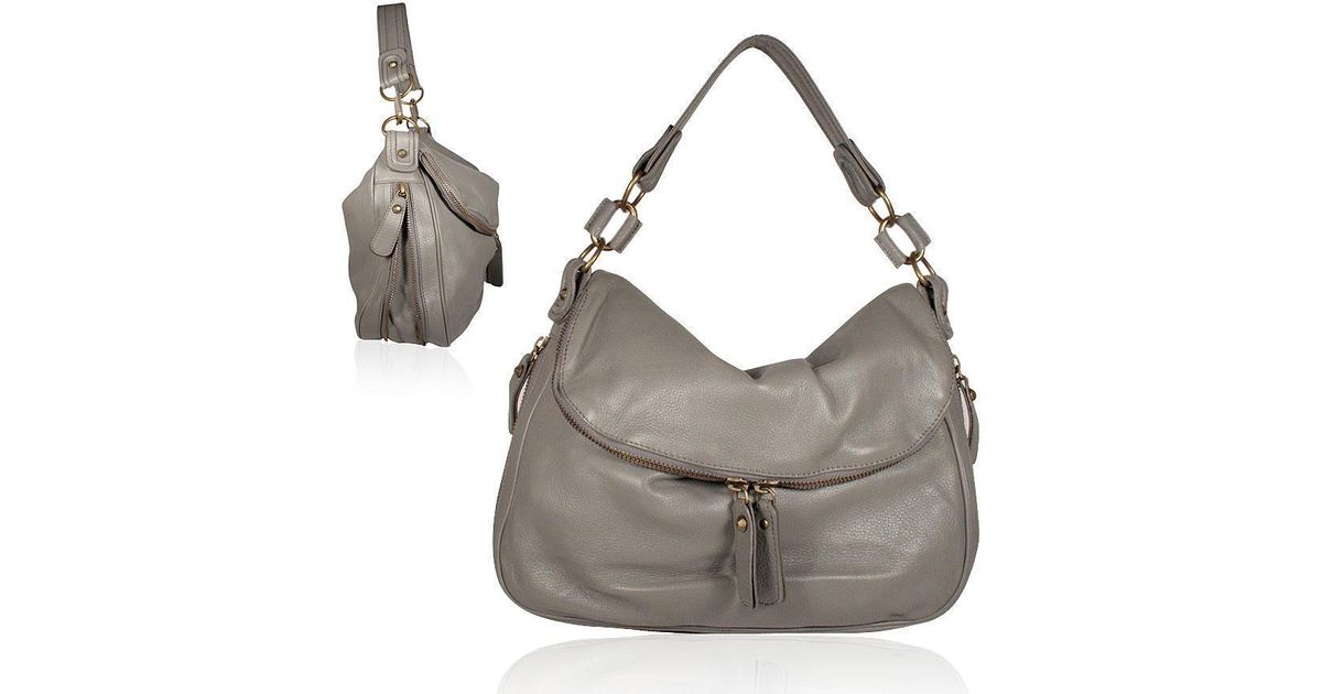 in Grey Dellamoda Lamb Leather Handbag Sasha Satchel Ts10-19 dm14 Womens Bags Satchel bags and purses 