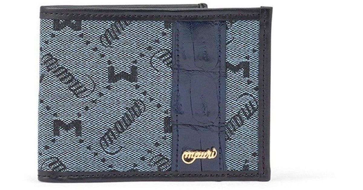 Mauri W3 Men's Sport Rust & Taupe Exotic Crocodile / Nappa / Mauri Fabric Wallet (MAW1004)