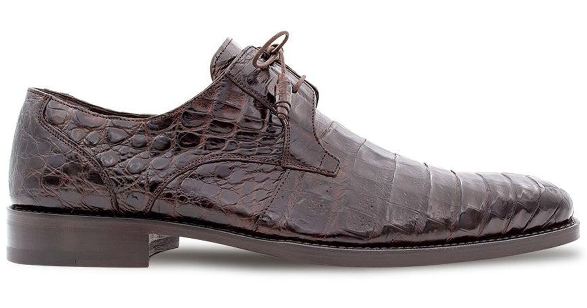 Mezlan Anderson Crocodile Derby Shoes Burgundy (13584-F)