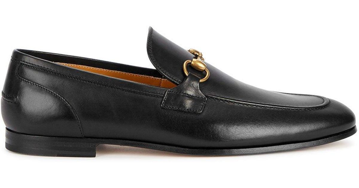 Gucci Jordaan Leather Loafers Shoes 406994 (GGM1710) in Black for Men ...