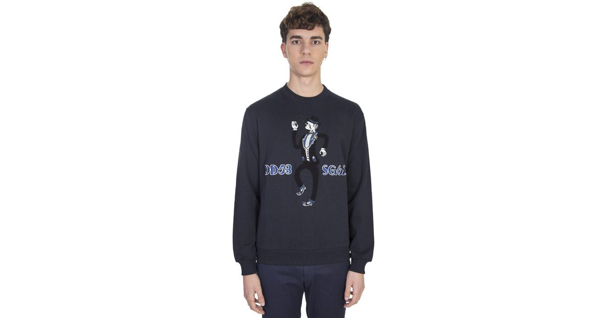 Dolce & Gabbana Embroidered Patch Blue Cotton #dgman Sweater for Men - Lyst