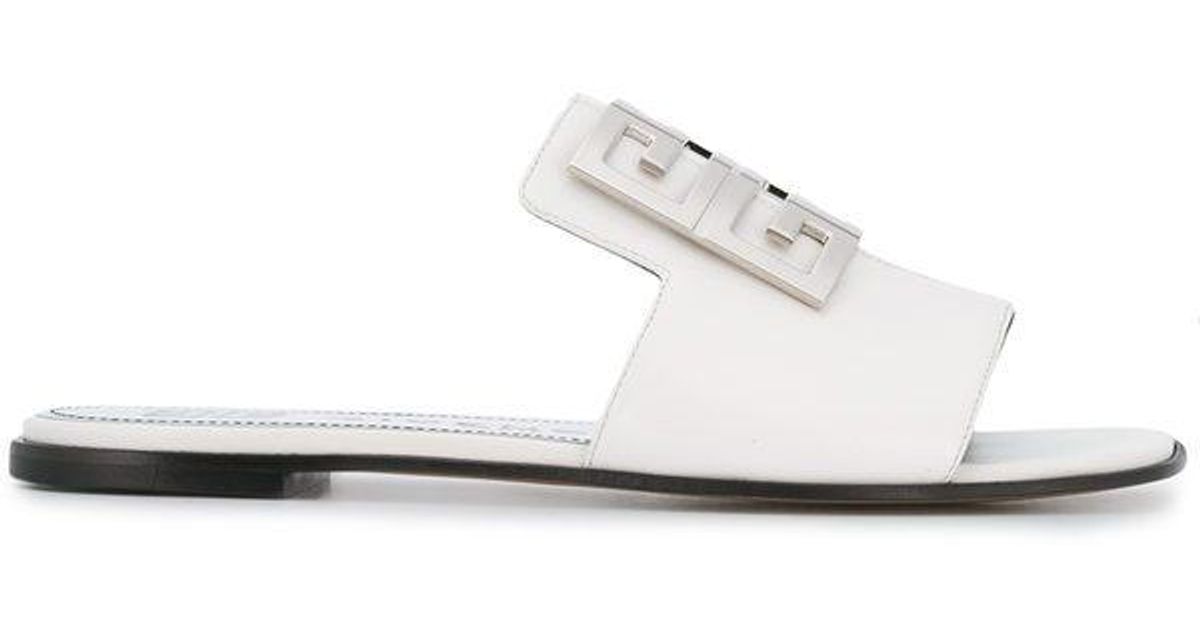 Givenchy Leather 4g Plaque Sandals in White - Lyst